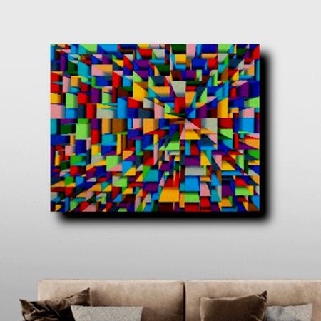 Metropolis Acrylic Canvas Painting by Artist Samba Prasad 16 x 20 inch